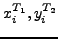 $x^{T_1}_i,y^{T_2}_i$