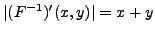 $\vert(F^{-1})^\prime(x,y)\vert=x+y$
